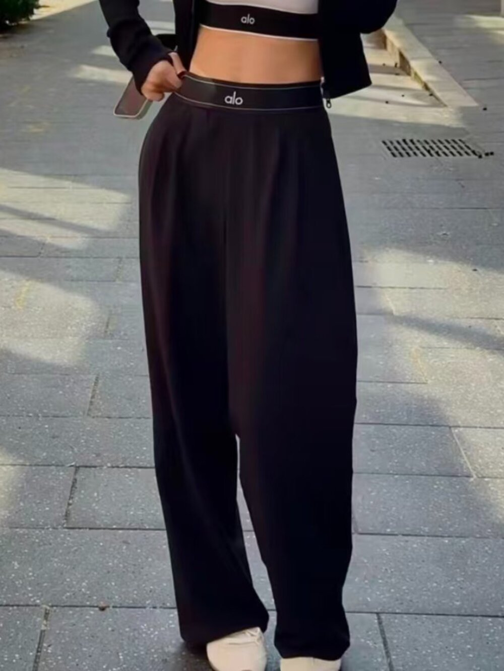 🌷ALO Yoga Suit Up Trouser Black (Regular)Relaxed Fit Pants,All Season,Premium😘